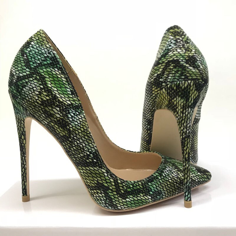 Green Python High Heeled Stiletto Pumps