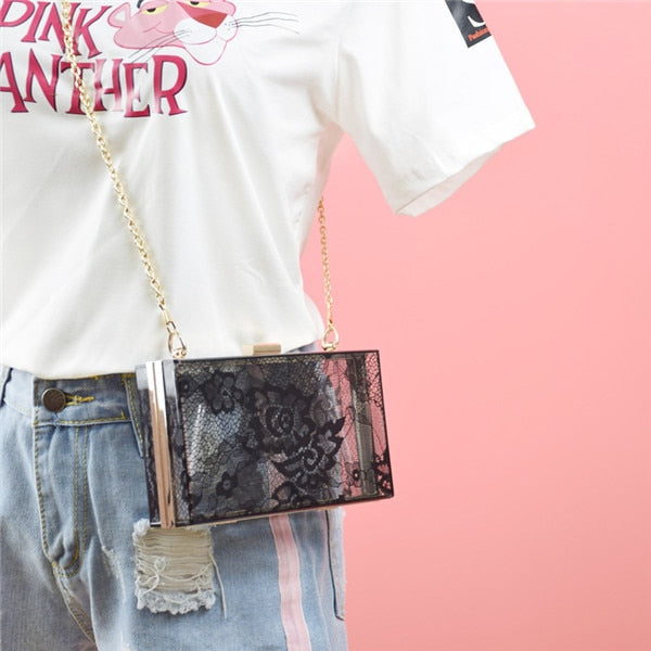 Lace Acrylic Clutch Bag
