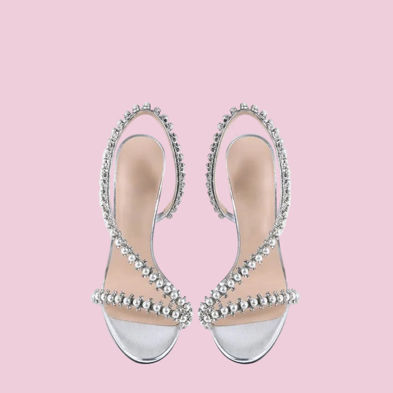 Beaded High Heeled Sandals