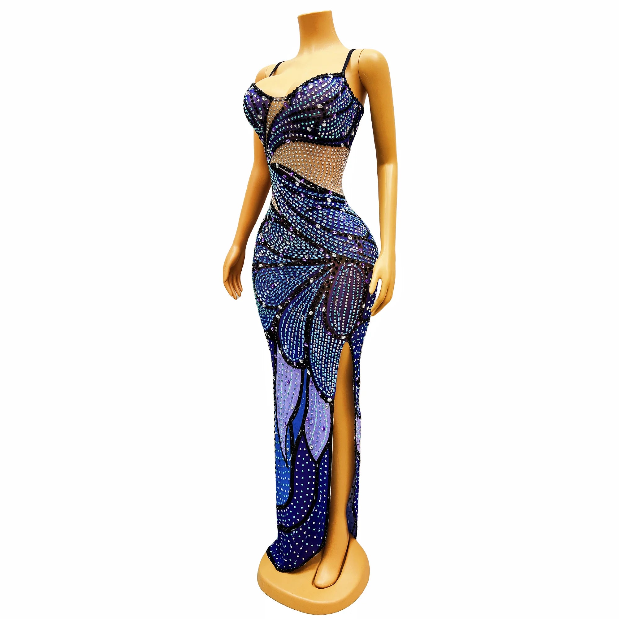 Beautiful, Sparkling, Cut Out, Slim Fit Evening Gown with Side Slit