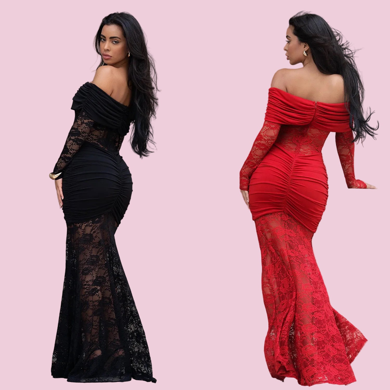 Off- Shoulder Lace Bodycon Dress