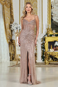 Prom Dresses Prom Sequin Long Fitted Formal Dress Mocha Gold
