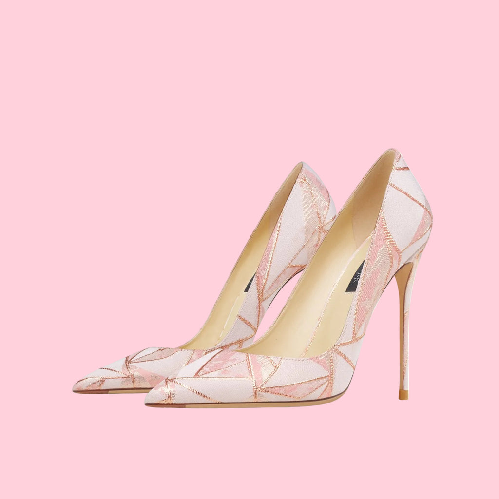 Color Blocked Leather High Heeled Pumps