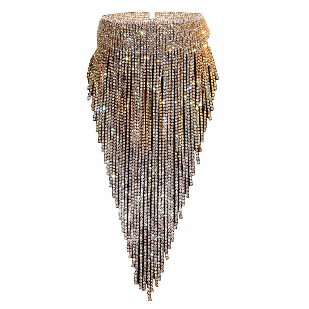 Long Rhinestone Collar Choker