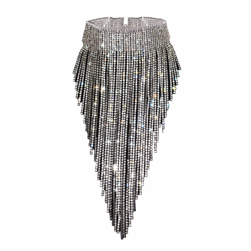 Long Rhinestone Collar Choker