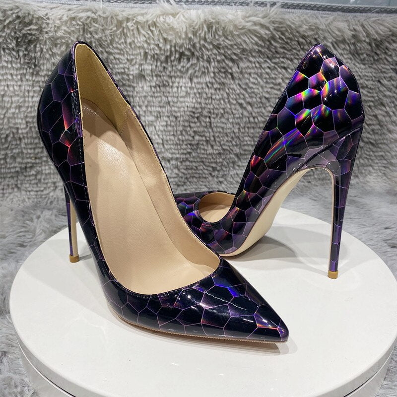 Geometric Print Pointed Toe High Heel stiletto pumps