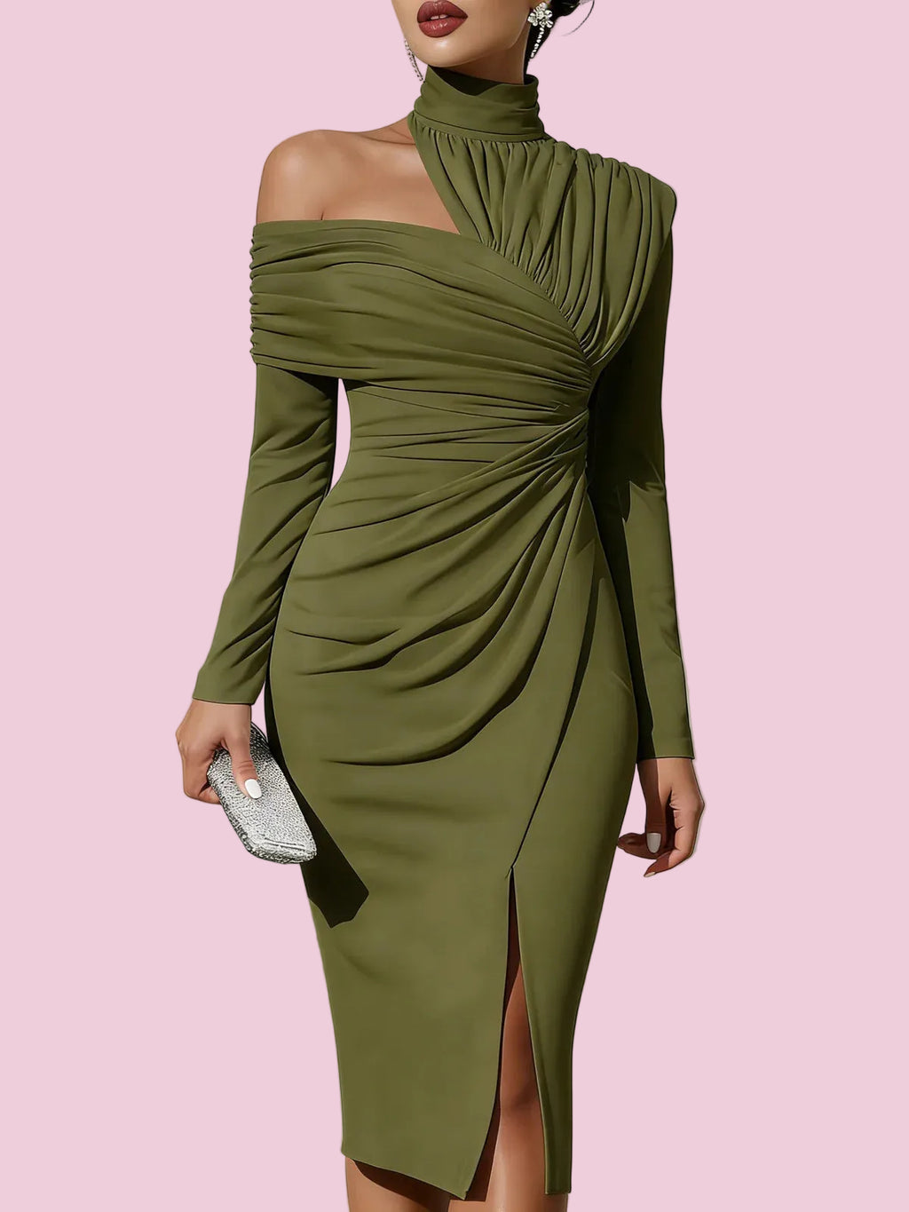 Elegant Casual Knit Hollow-Out Slit Dress