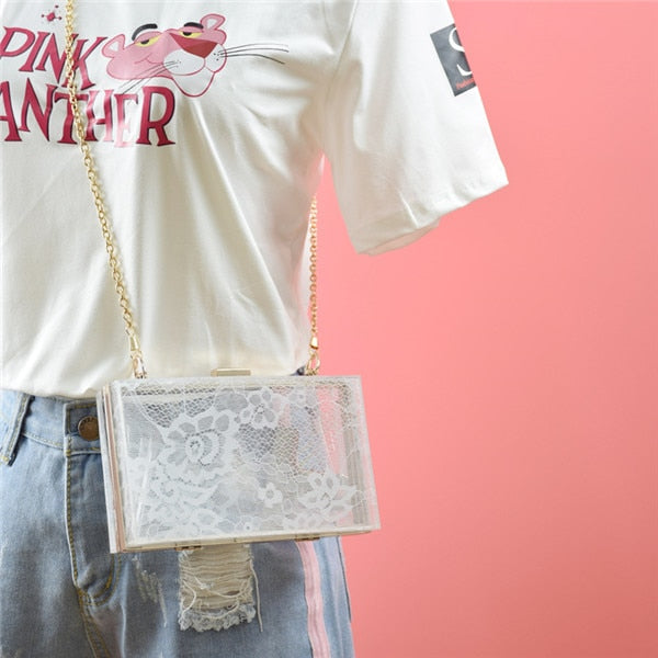Lace Acrylic Clutch Bag