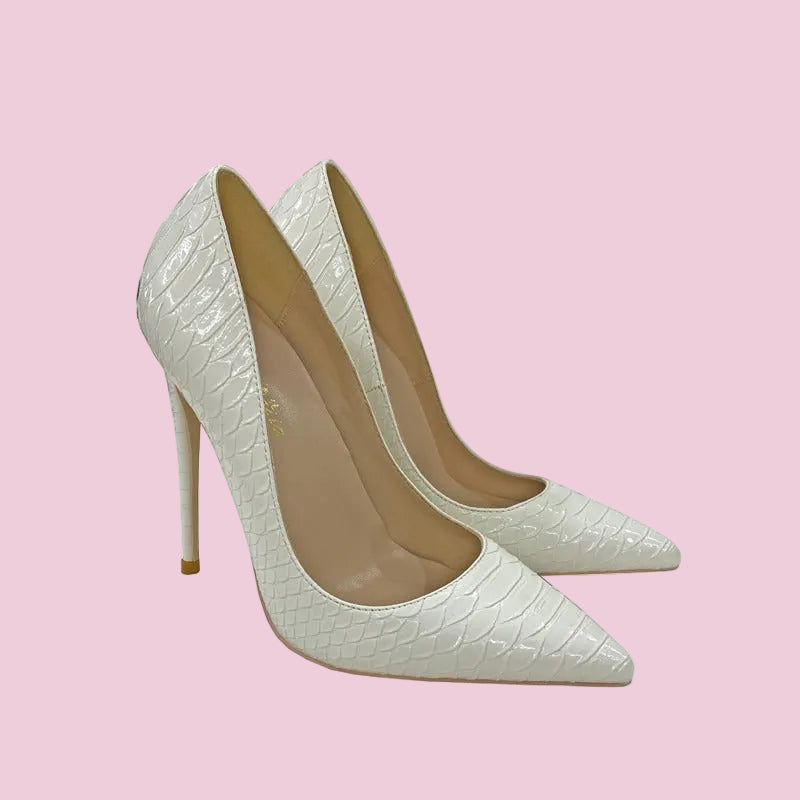 Snake Skin Print High Heeled Pumps