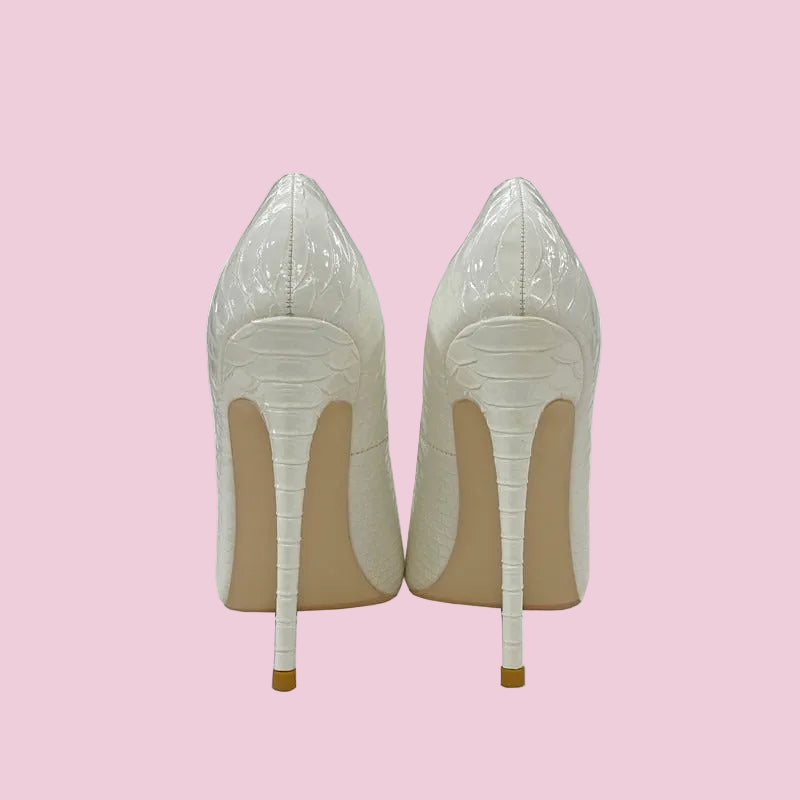 Snake Skin Print High Heeled Pumps