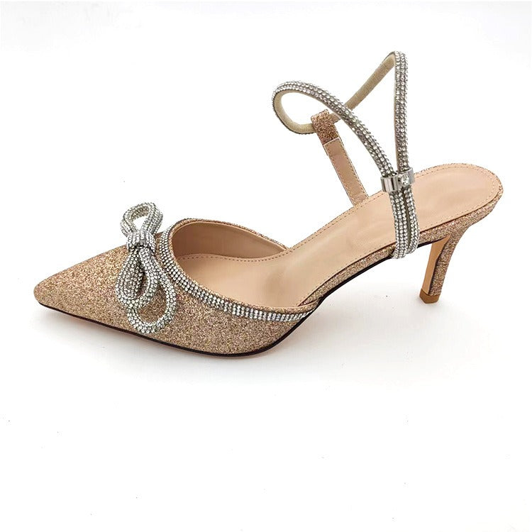 New High-Heeled Sandals Pointed Wine Glass Heel Rhinestone High-Heeled Shoes For Women