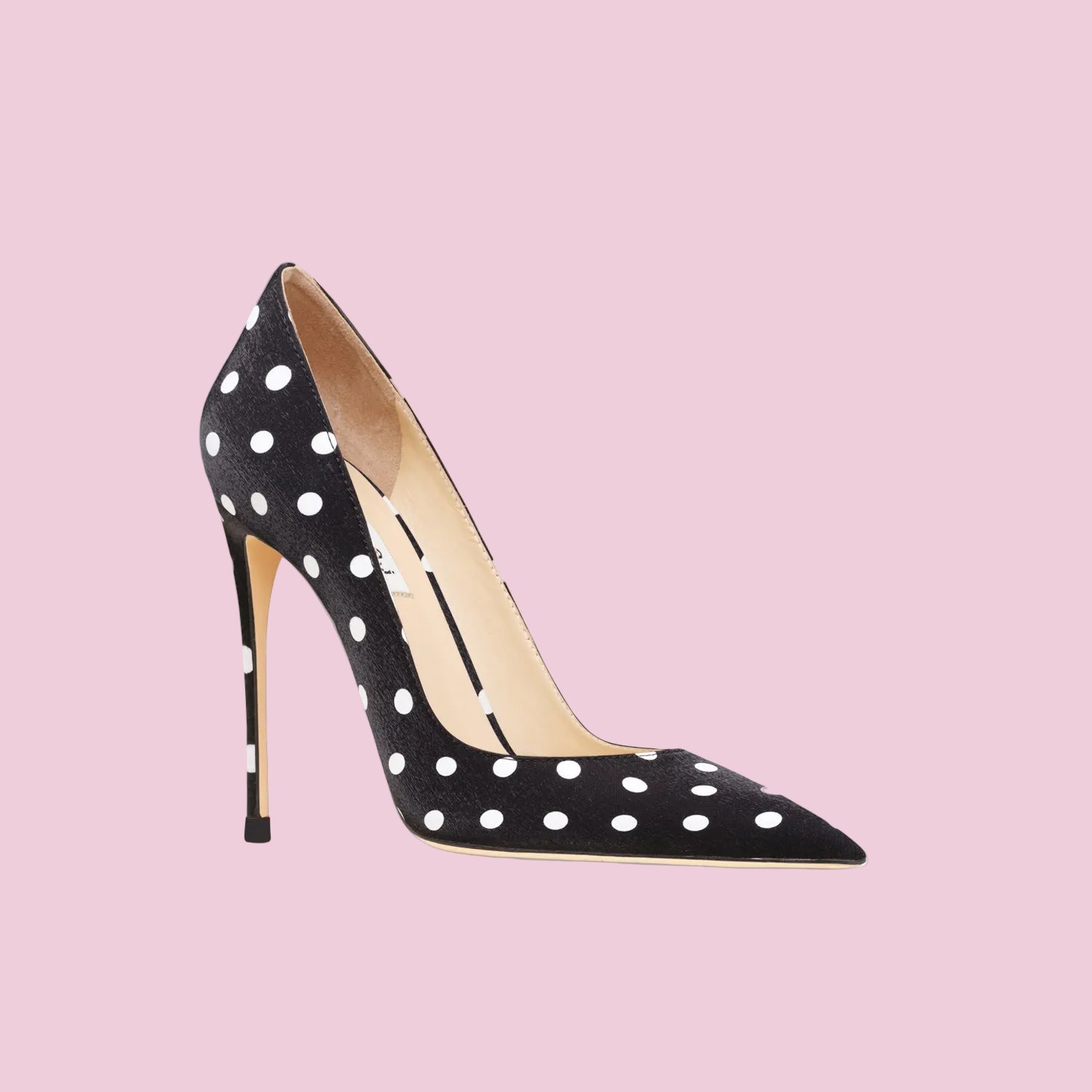 Genuine Leather Black Polka Dot High Heeled Pumps