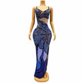 Beautiful, Sparkling, Cut Out, Slim Fit Evening Gown with Side Slit