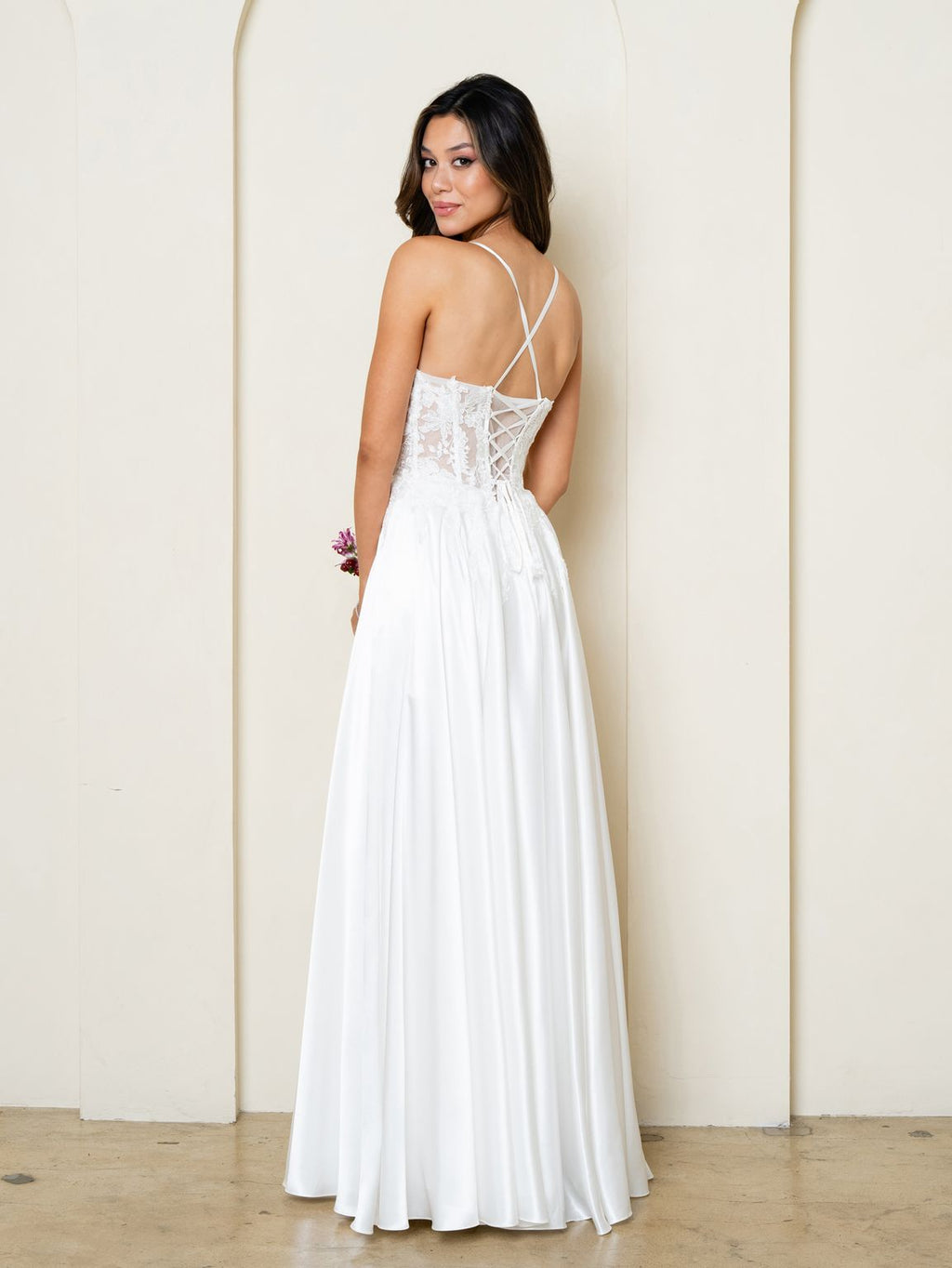 Off White Lace Corset A-Line Wedding Dress