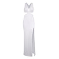 Sexy Crossed Back V Neck High Slit Maxi Cocktail Dress