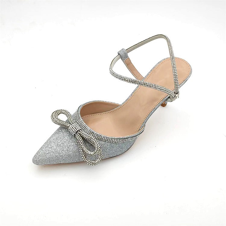 New High-Heeled Sandals Pointed Wine Glass Heel Rhinestone High-Heeled Shoes For Women