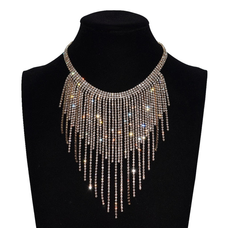 Long Rhinestone Collar Choker
