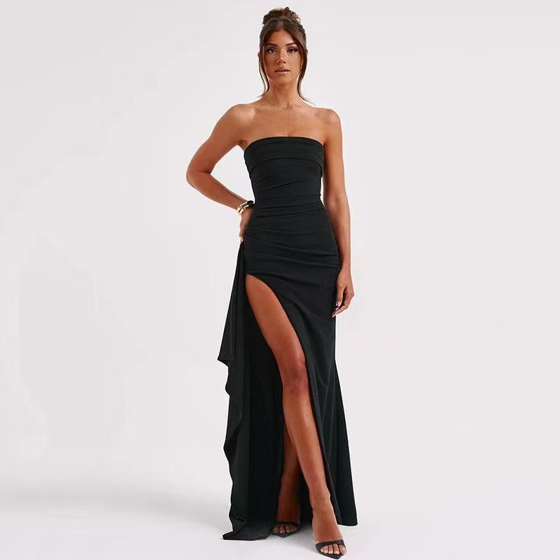 Sexy Strapless High Slit Cocktail Dress