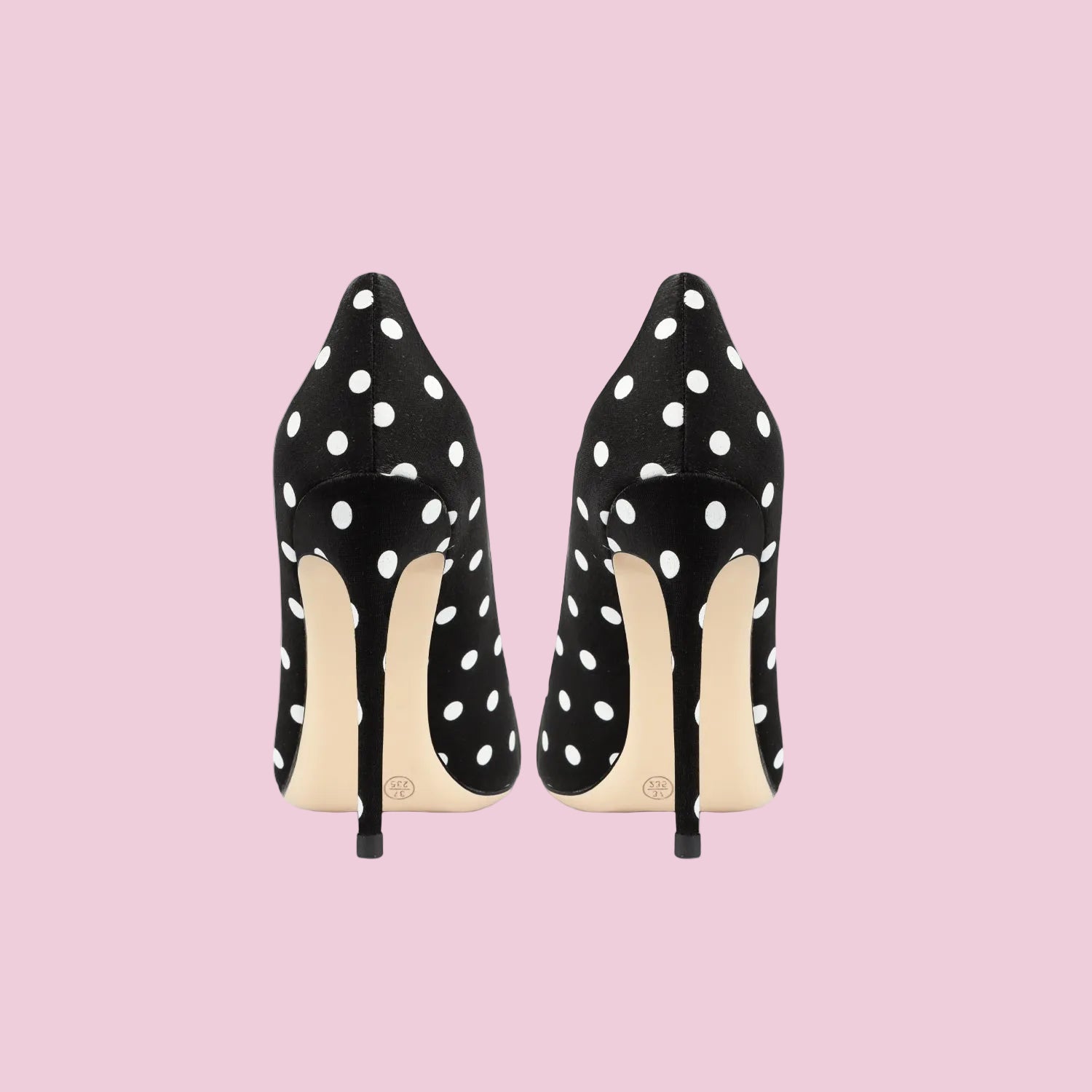 Genuine Leather Black Polka Dot High Heeled Pumps