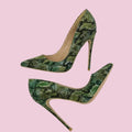 Green Python High Heeled Stiletto Pumps