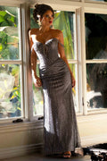 Wholesale Off Shoulder Beaded Sheath Corset Formal Dress with Crystal Embellishments by LAF8363
