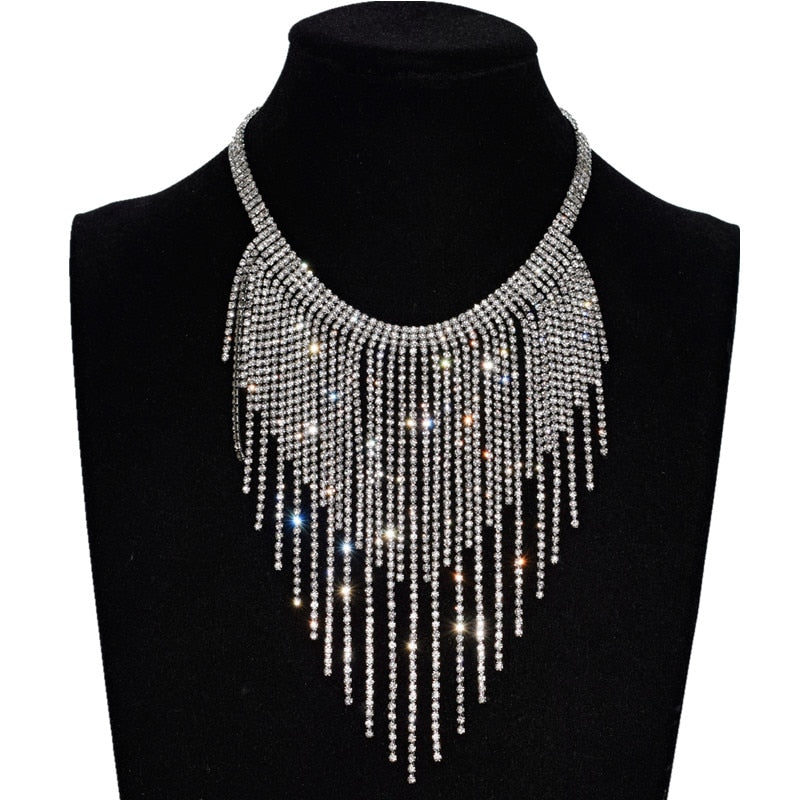 Long Rhinestone Collar Choker