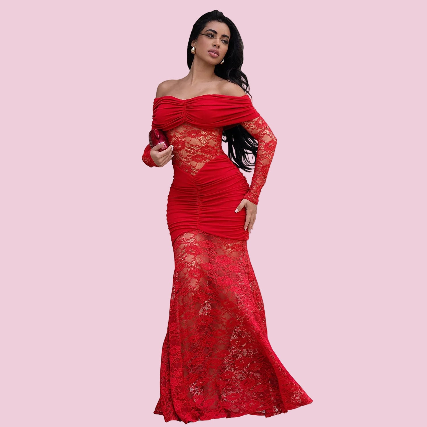 Off- Shoulder Lace Bodycon Dress