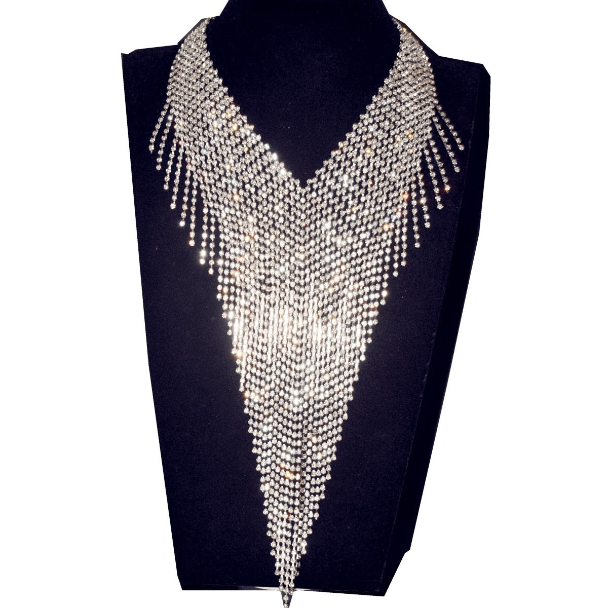 Long Rhinestone Collar Choker