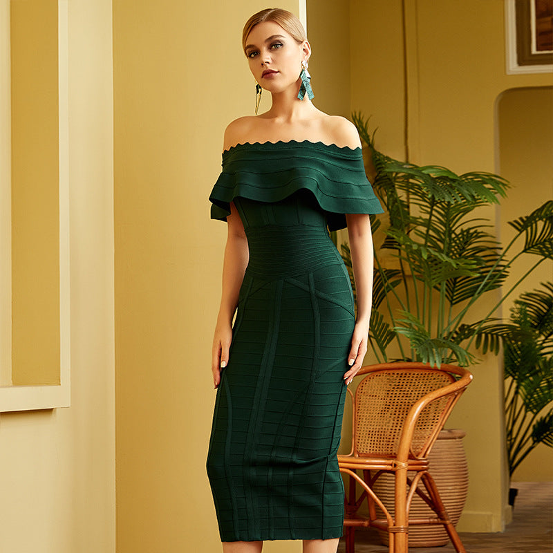 Sexy Off-Shoulder Midi Bandage Cocktail Dress