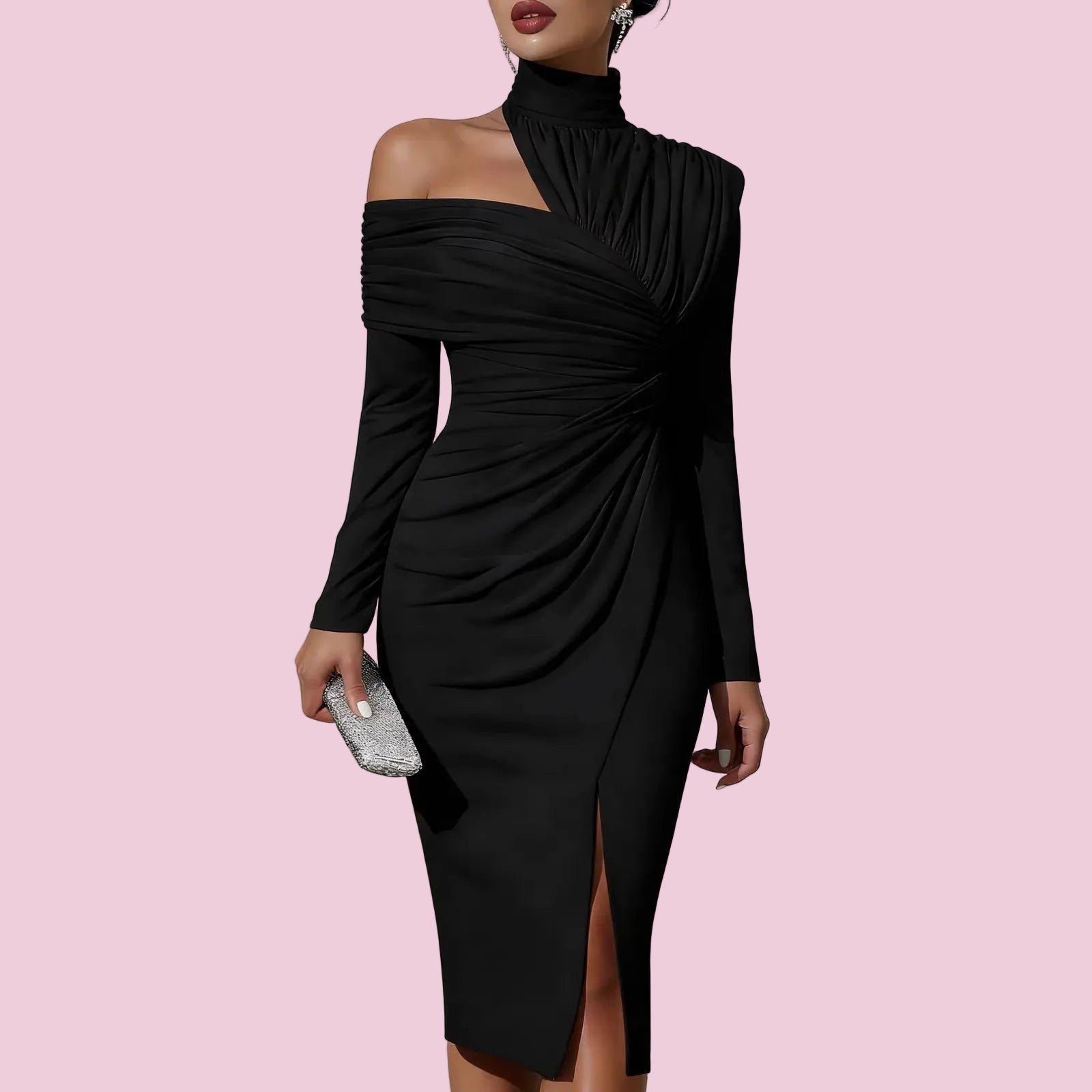 Elegant Casual Knit Hollow-Out Slit Dress