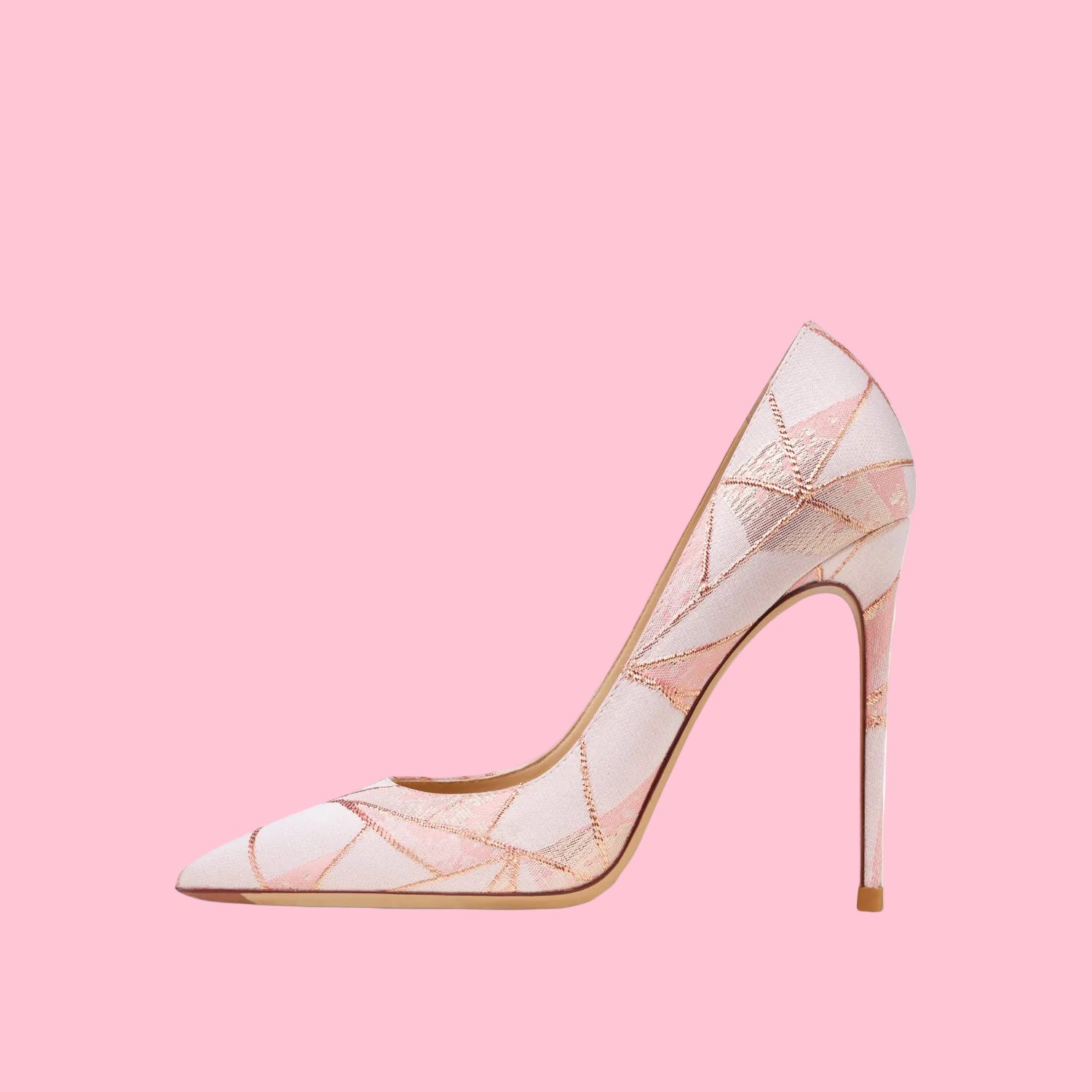 Color Blocked Leather High Heeled Pumps