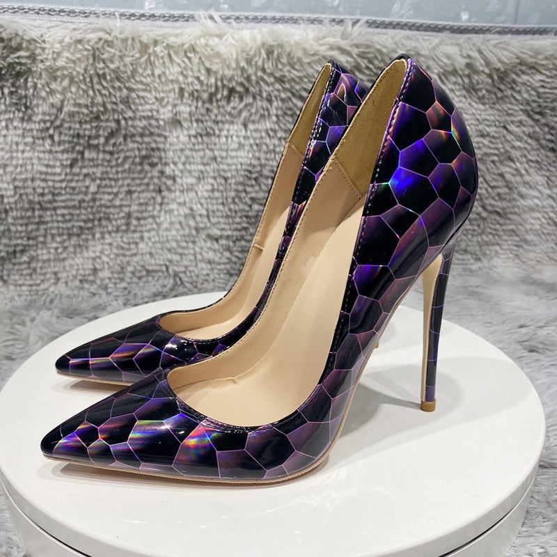 Geometric Print Pointed Toe High Heel stiletto pumps