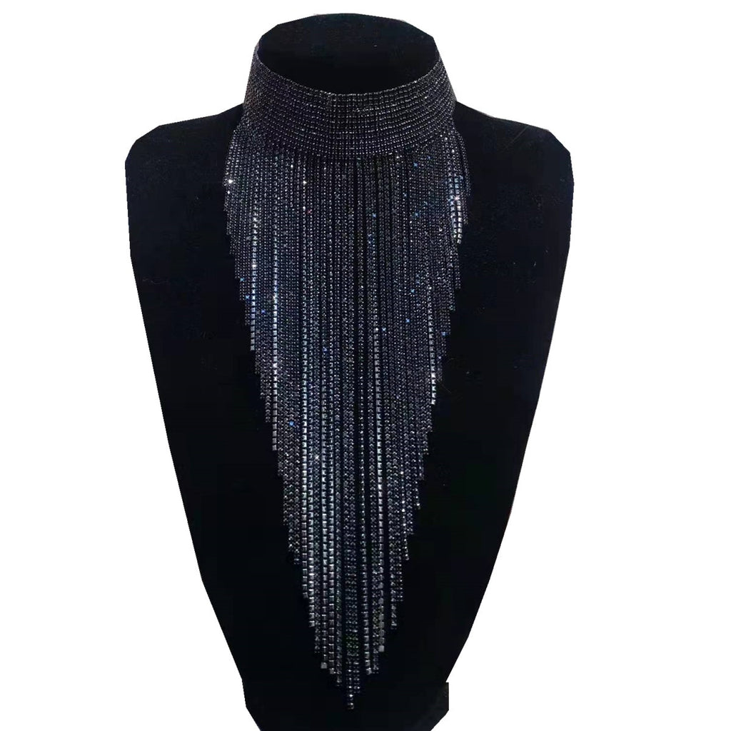 Long Rhinestone Collar Choker