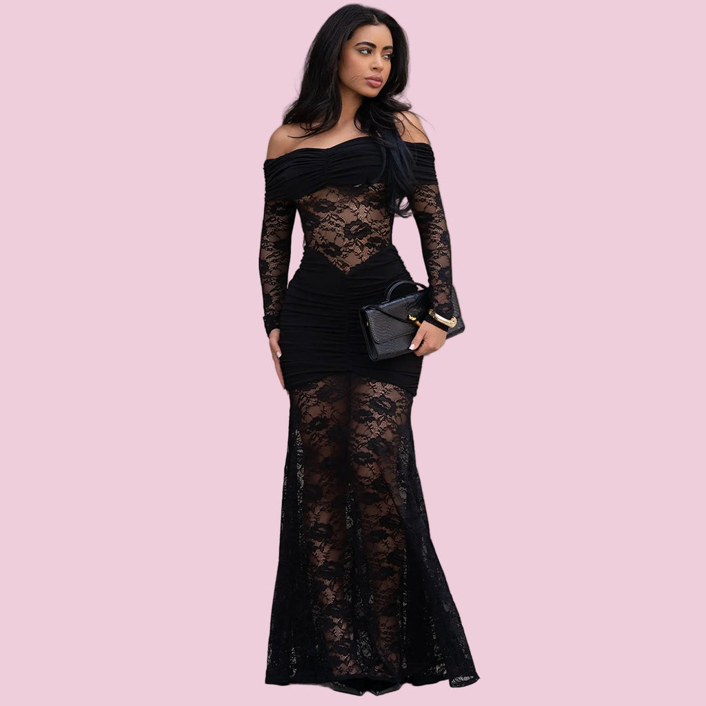 Off- Shoulder Lace Bodycon Dress