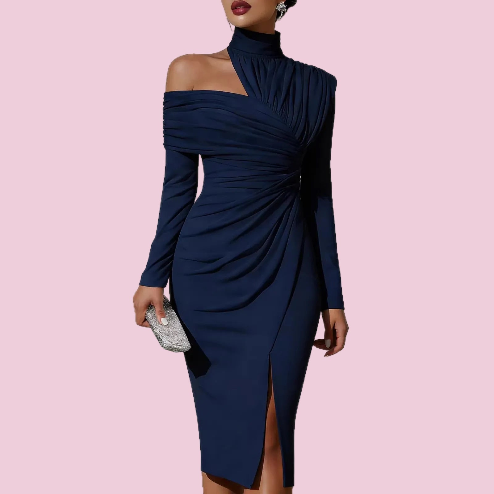 Elegant Casual Knit Hollow-Out Slit Dress
