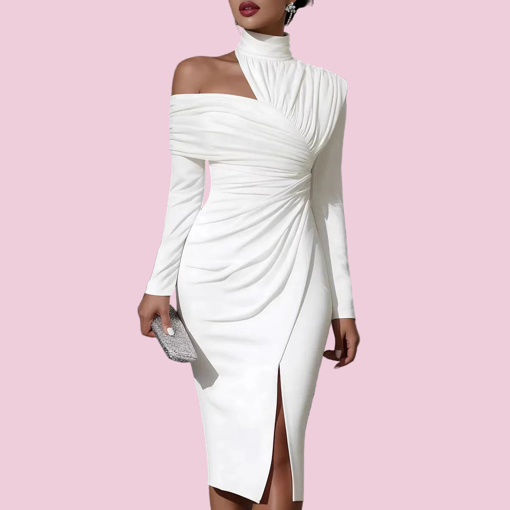 Elegant Casual Knit Hollow-Out Slit Dress