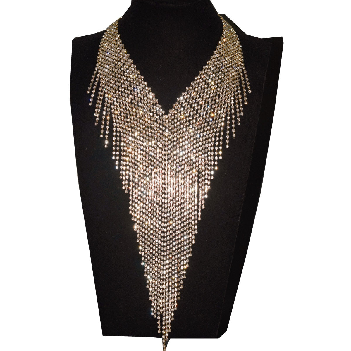 Long Rhinestone Collar Choker