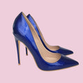 Dark Blue Patent Pointed Toe Stiletto Heels