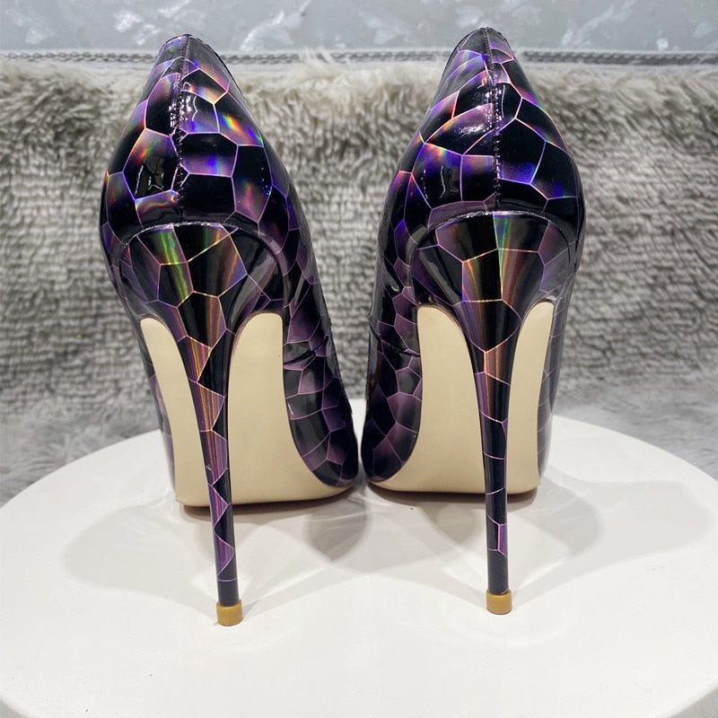 Geometric Print Pointed Toe High Heel stiletto pumps