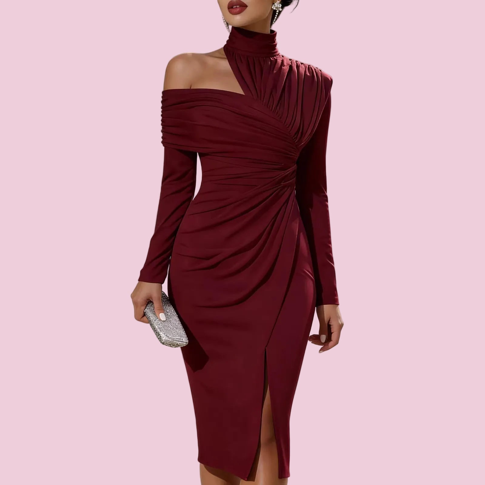 Elegant Casual Knit Hollow-Out Slit Dress