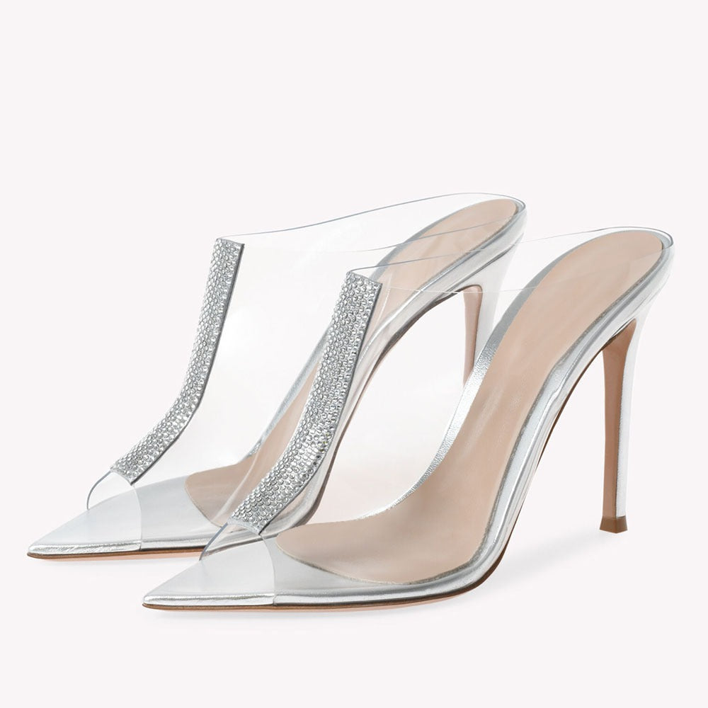 Clear Rhinestone Open Toe Sandals