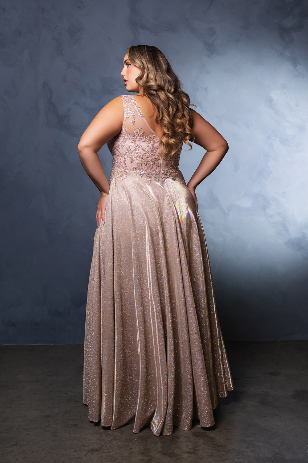 Evening Dress Plunging V-Neck High Slit