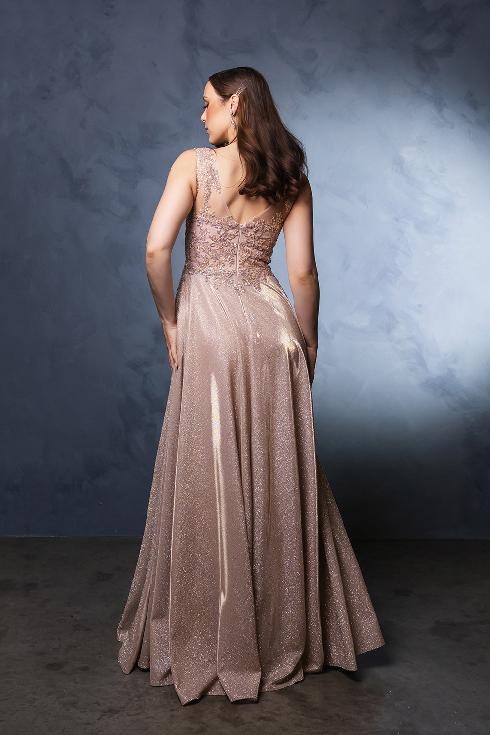 Evening Dress Plunging V-Neck High Slit