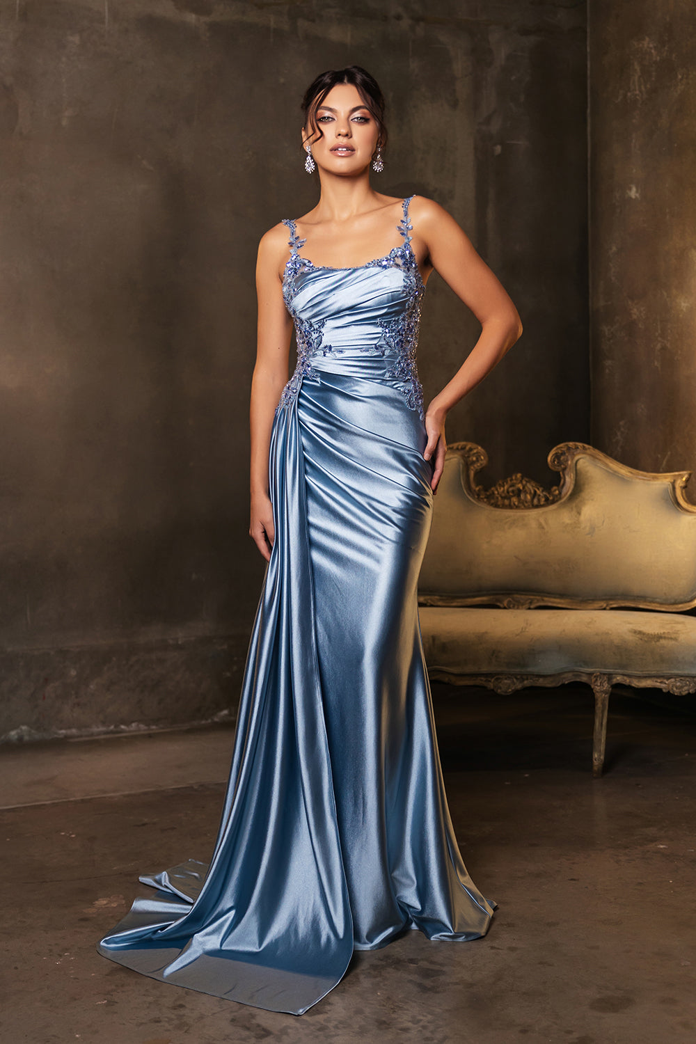 Square Neck Sleeveless Formal Gown