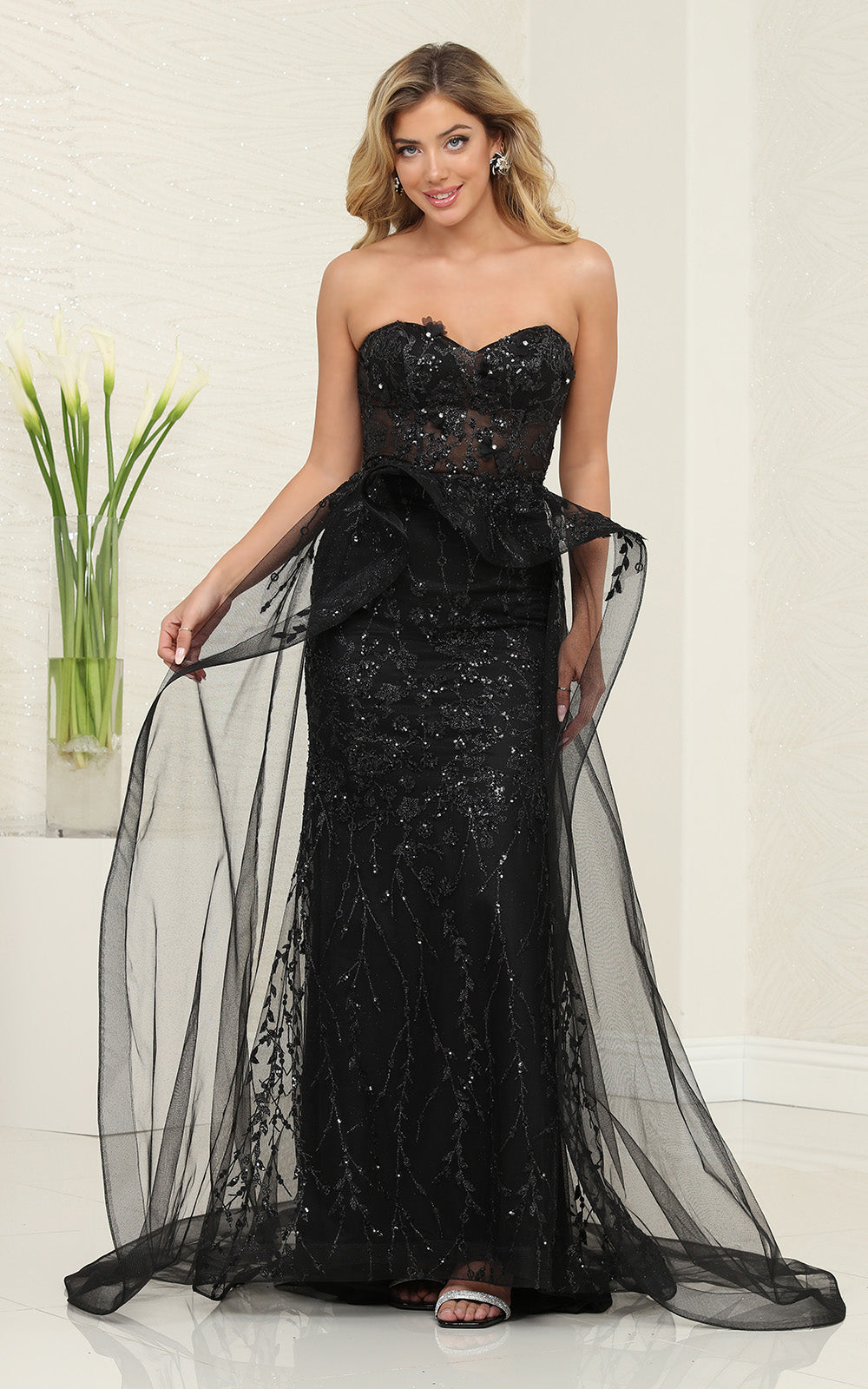 Sweetheart Overskirt Evening Gown