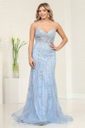 Sheath Gown with Rhinestones, Embroidery, and High Slit