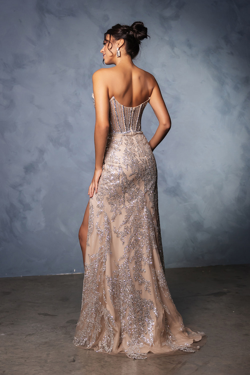 Strapless Rhinestone Gown