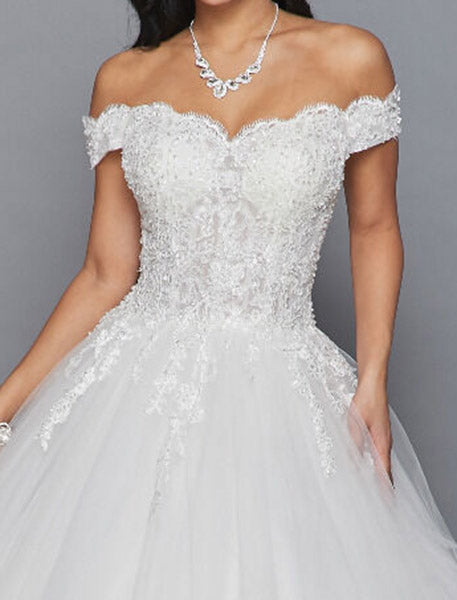 LA Merchandise LADK420 Off Shoulder Bridal Embroidered Corset Gown - - Dresses LA Merchandise