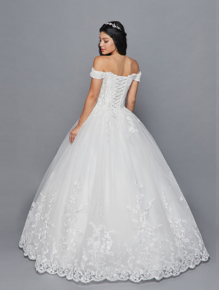 LA Merchandise LADK420 Off Shoulder Bridal Embroidered Corset Gown - - Dresses LA Merchandise