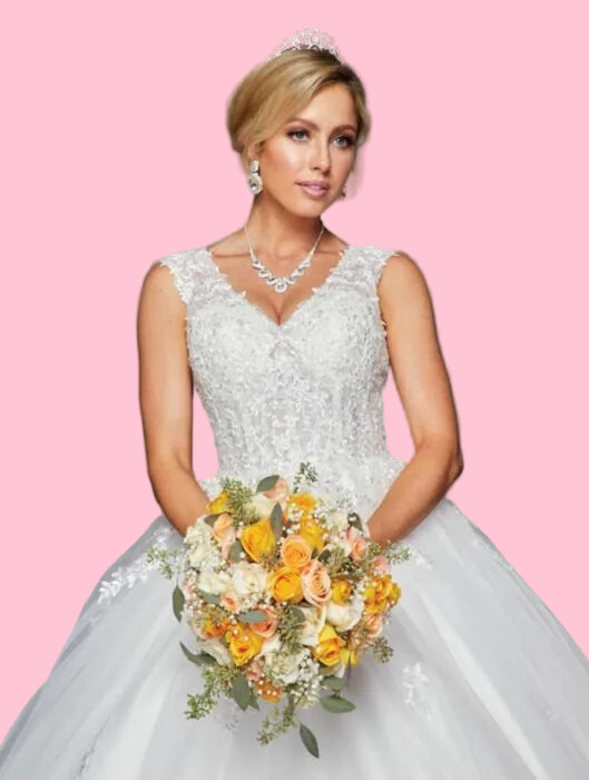 LA Merchandise LADK438 A-line Cut Out Back Bridal Dress With Train - - Dresses LA Merchandise